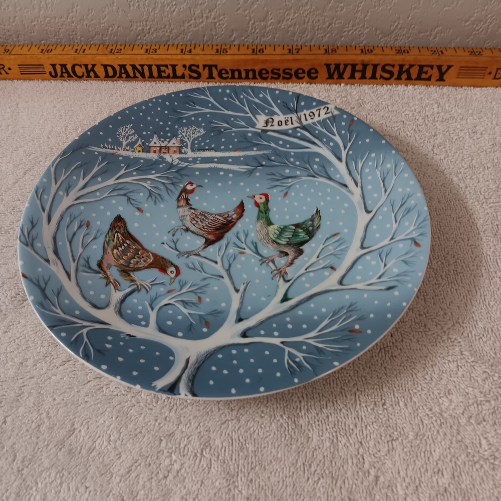 Haviland White and Blue Christmas Plate